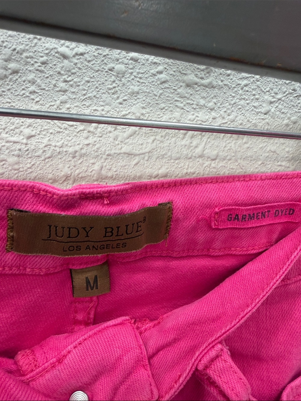Judy Blue Bright Pink High-Rise Frayed Denim Shorts - Picture 2 of 5